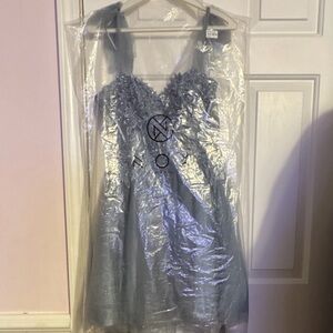 Nox Anabel Smoky Blue Formal Dress Style F728 short Elegant Evening Gown Size 4